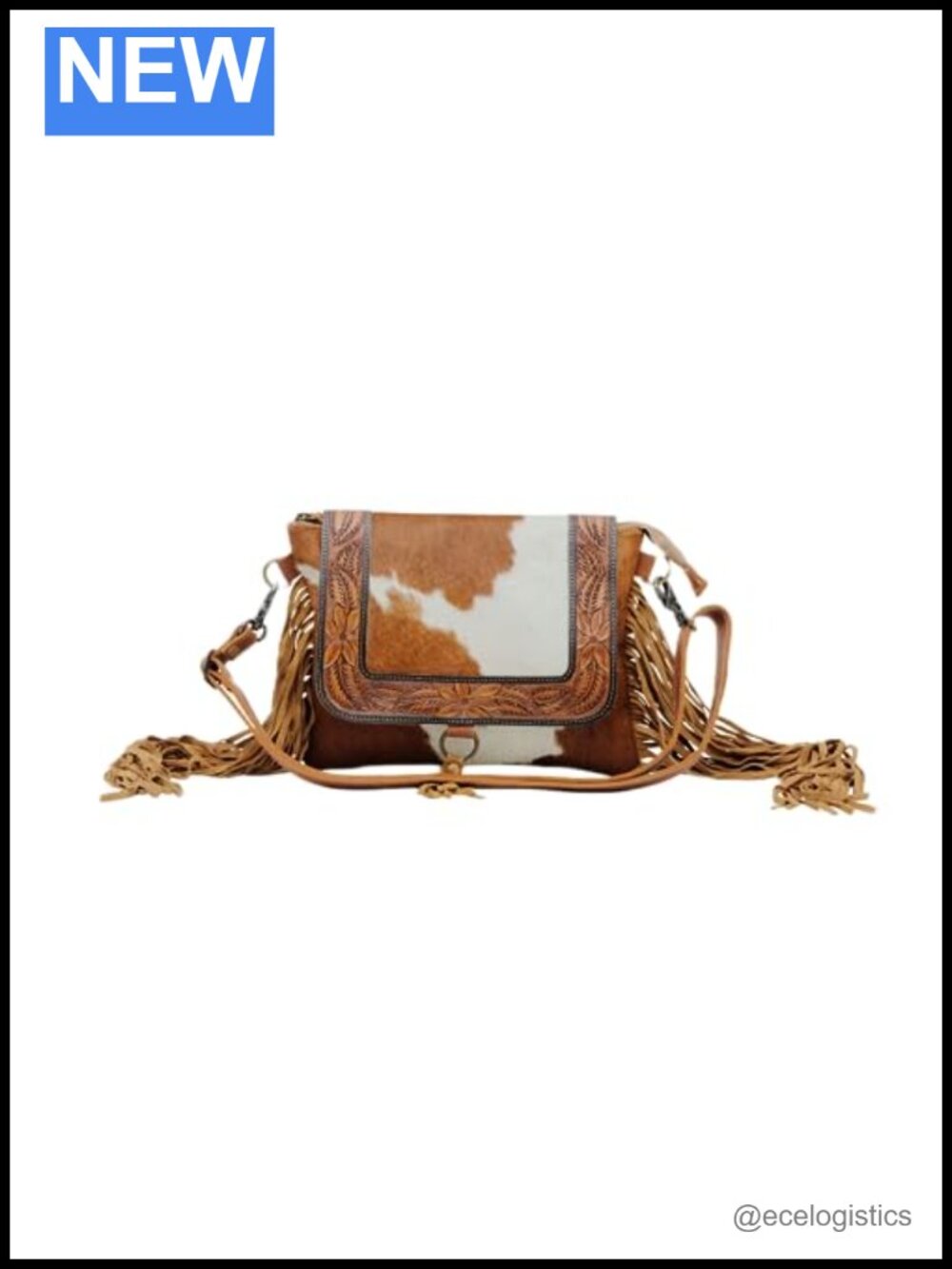 Western Handtooled Leather Shoulder Bag Upcycled Cotton Hairon Boho Crossbody